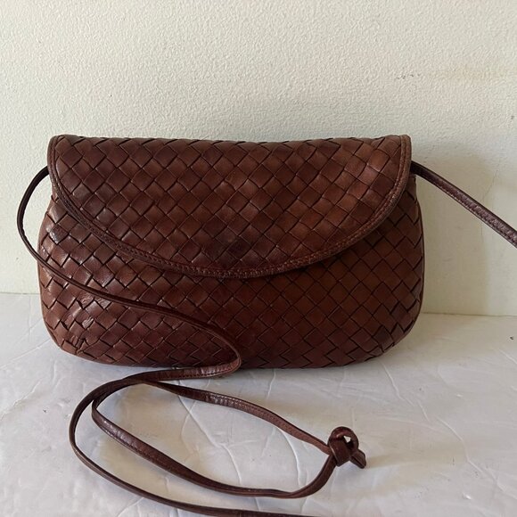 VINTAGE 90'S BOTTEGA VENETA INTRECCIATO WOVEN CROSSBODY SMALL BAG - Picture 1 of 12